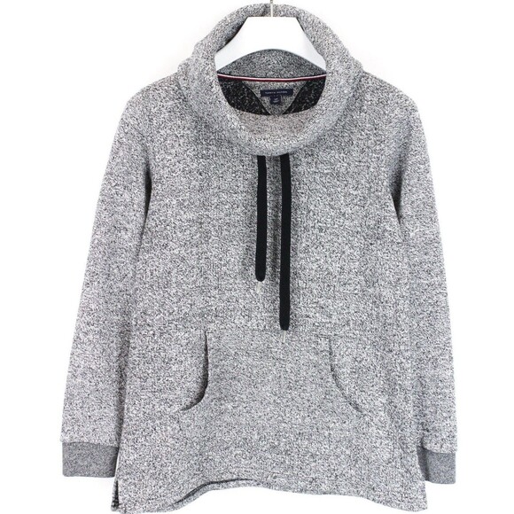 TOMMY HILFIGER Sweatshirt Men's XL Melange Cowl Neck Kangaroo Pocket Strap - Picture 1 of 6
